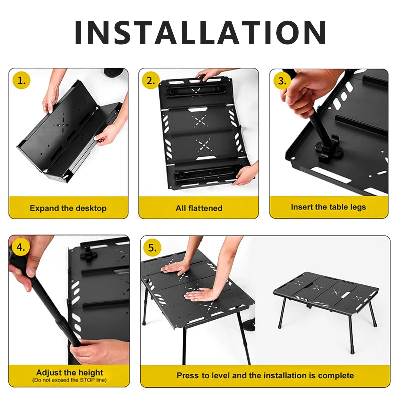 WESTTUNE Outdoor Tactical Table Folding Camping Table Lightweight Multifunctional Liftable Picnic Table for Hiking Travel BBQ