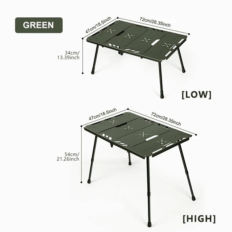 WESTTUNE Outdoor Tactical Table Folding Camping Table Lightweight Multifunctional Liftable Picnic Table for Hiking Travel BBQ