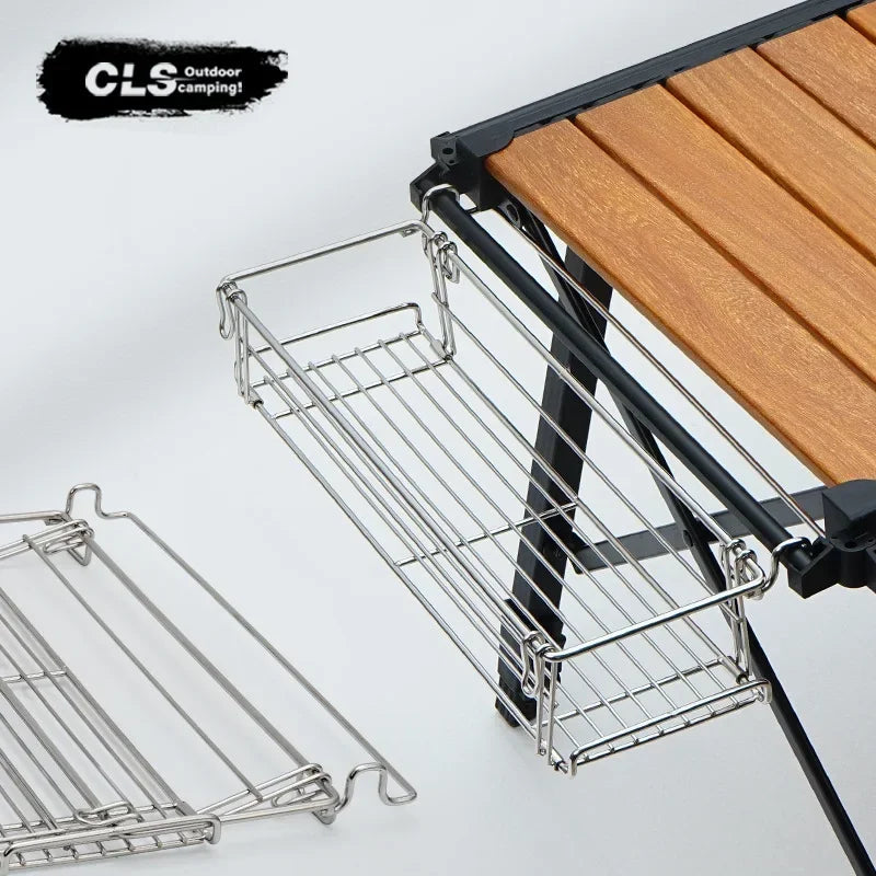 MOUNTAINHIKER Outdoor Storage Rack Table Side Hanging Mesh IGT Table Expansion Bracket Folding Extension Basket Folding Rack