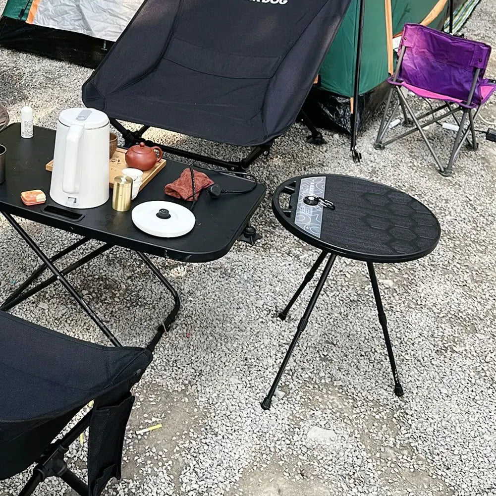 Portable Folding Table Aluminum Alloy Small Round Table Adjustable Height for Outdooor Camping Picnic Beach