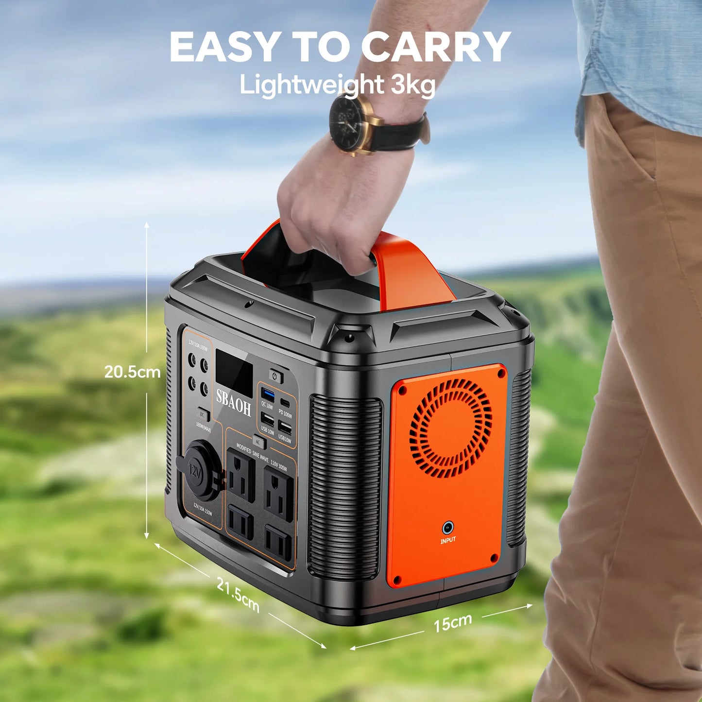 296Wh 300W Camping Power Station,Modified Sine Wave 110V AC Outlet, Solar Generator Lithium Battery Home Backup,60W Solar Panel
