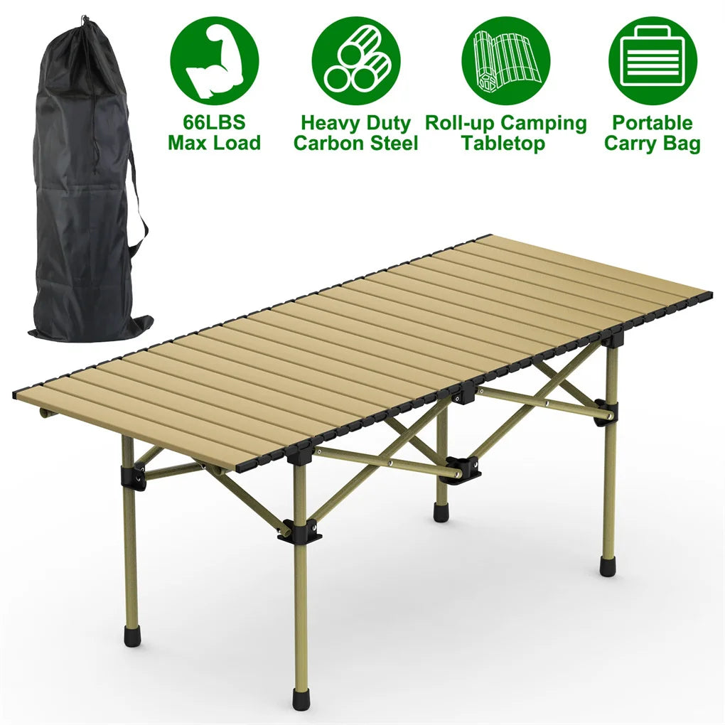Folding Camping Table, Portable upgraded carbon steel Table with Carry Bag Heavy Duty,Lightweight Foldable Camp Table 4-6 Person