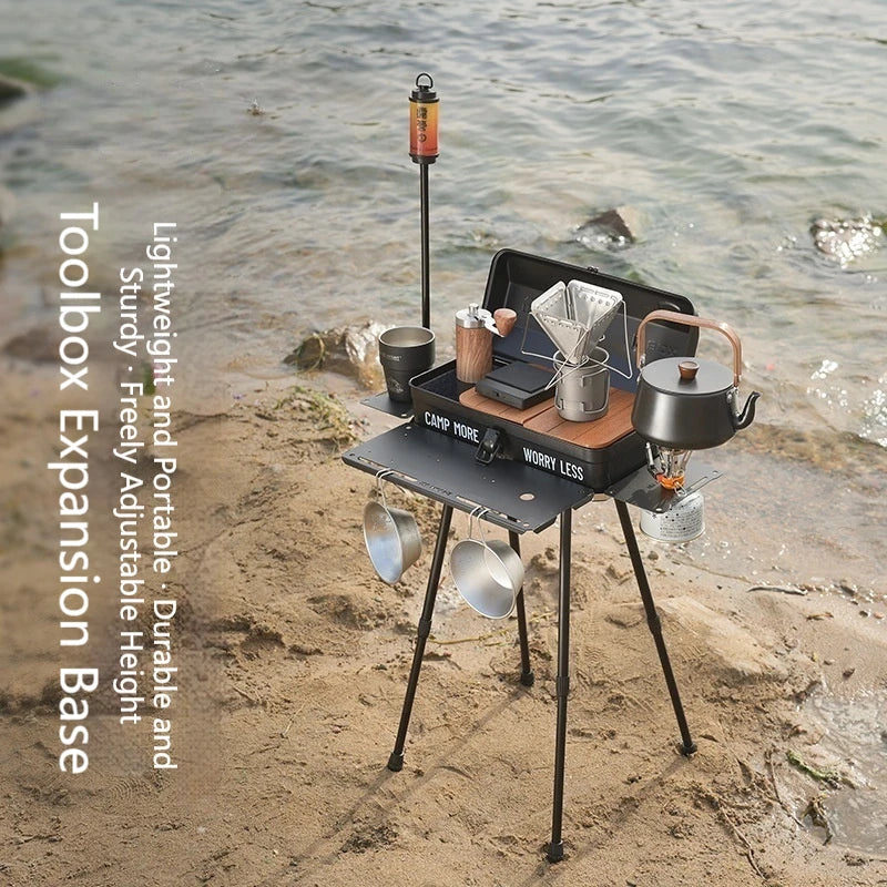 Camping Table All-in-One Foldable Design with Light Mount Expandable Base for Easy Outdoor Cooking Portable Picnic Essentials