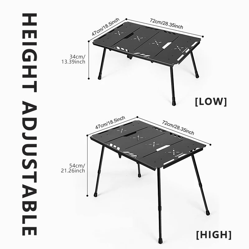 WESTTUNE Outdoor Tactical Table Folding Camping Table Lightweight Multifunctional Liftable Picnic Table for Hiking Travel BBQ