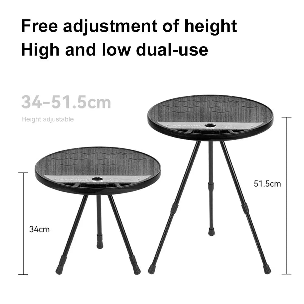 Portable Folding Table Aluminum Alloy Small Round Table Adjustable Height for Outdooor Camping Picnic Beach