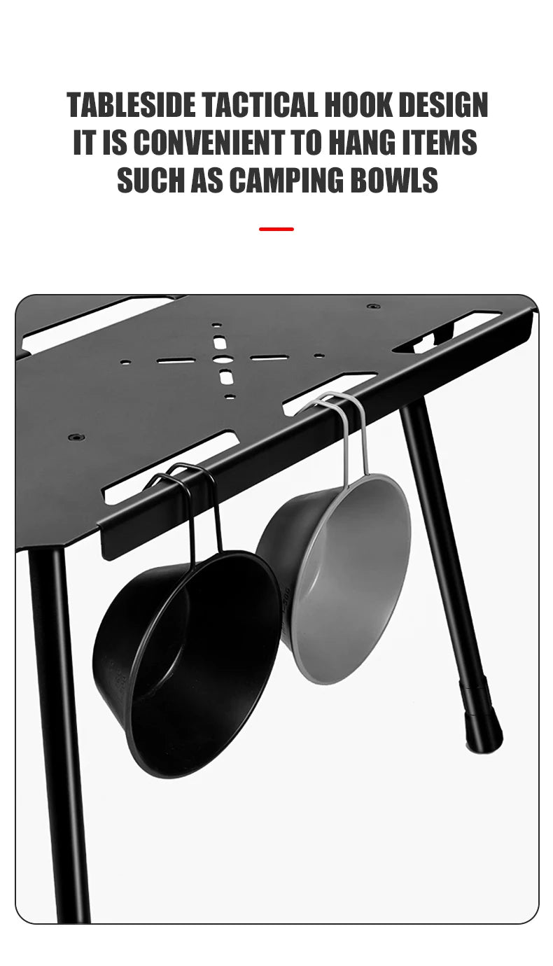 WESTTUNE Outdoor Tactical Table Folding Camping Table Lightweight Multifunctional Liftable Picnic Table for Hiking Travel BBQ