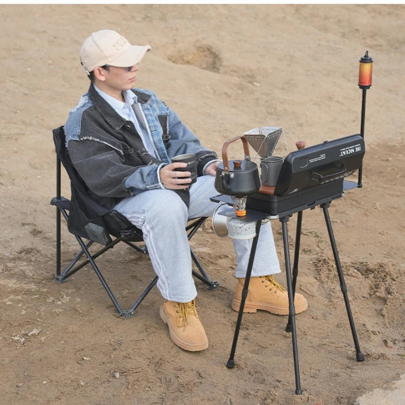 Camping Table All-in-One Foldable Design with Light Mount Expandable Base for Easy Outdoor Cooking Portable Picnic Essentials