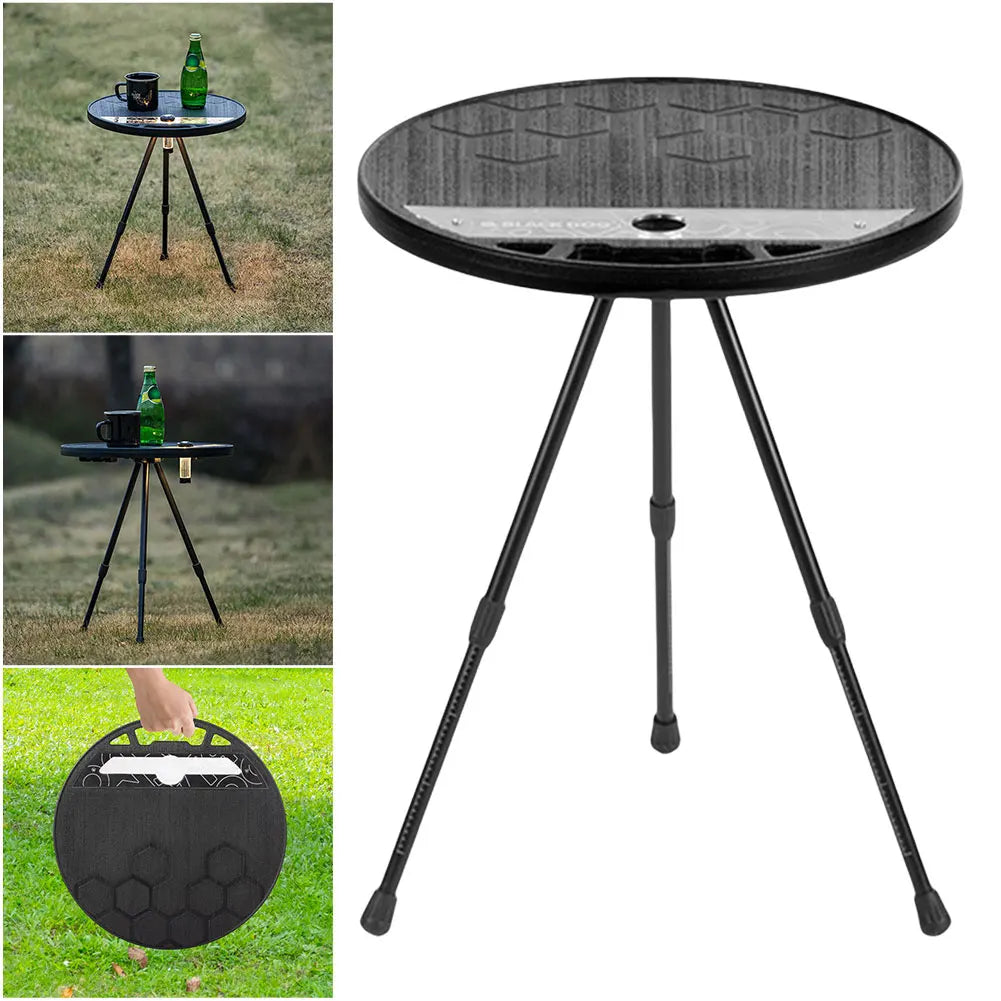Portable Folding Table Aluminum Alloy Small Round Table Adjustable Height for Outdooor Camping Picnic Beach