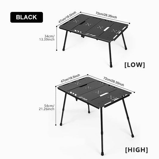WESTTUNE Outdoor Tactical Table Folding Camping Table Lightweight Multifunctional Liftable Picnic Table for Hiking Travel BBQ