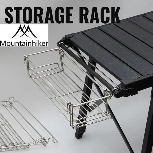 MOUNTAINHIKER Outdoor Storage Rack Table Side Hanging Mesh IGT Table Expansion Bracket Folding Extension Basket Folding Rack
