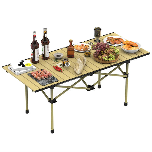 Folding Camping Table, Portable upgraded carbon steel Table with Carry Bag Heavy Duty,Lightweight Foldable Camp Table 4-6 Person